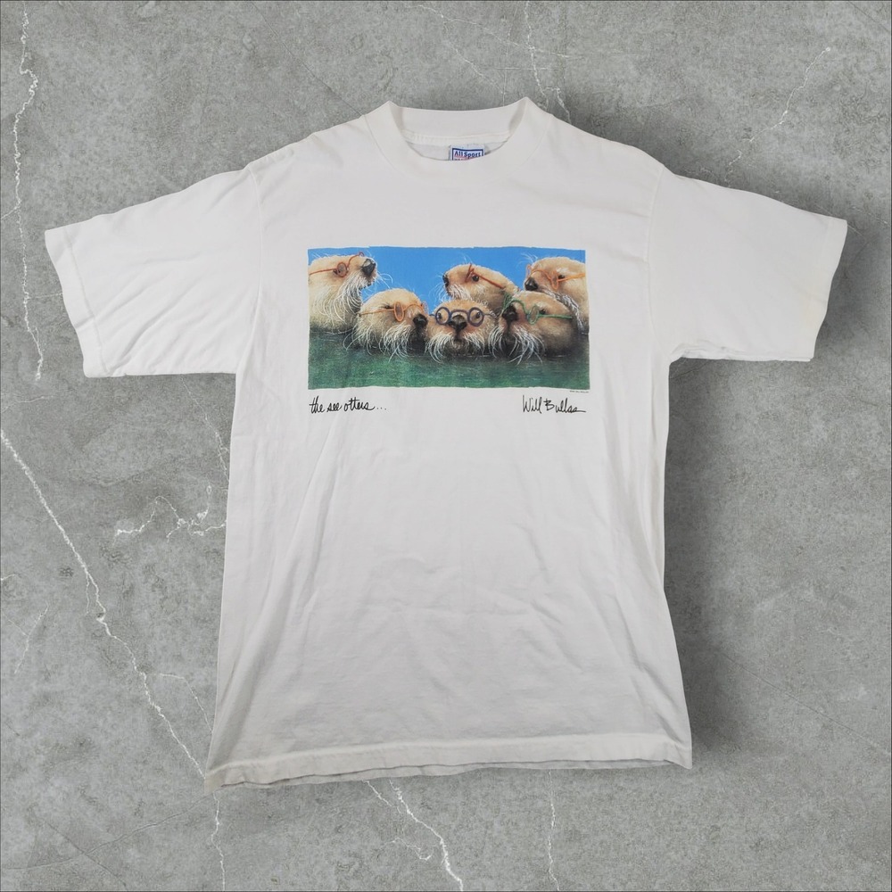 Will Bullas Shirt Mens Large White Vintage 1997 All Sport The See Otters USA Art